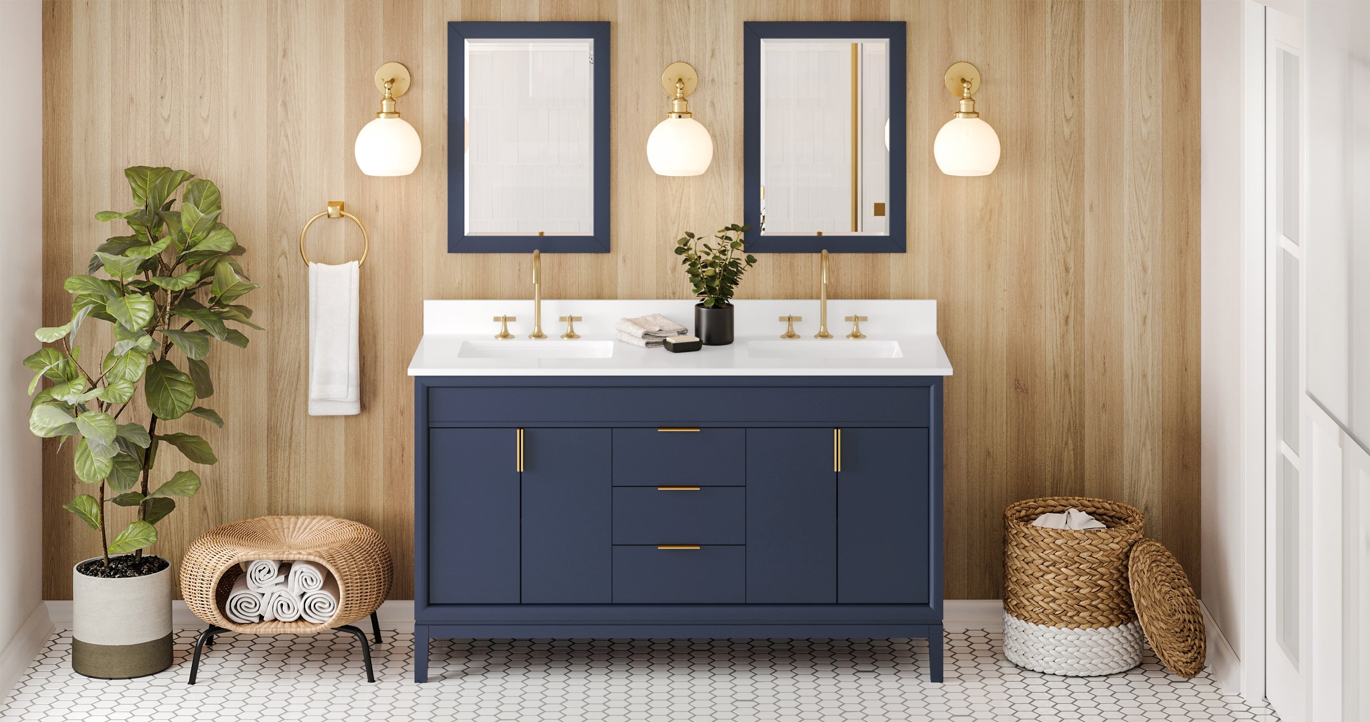 60" Theodora Vanity – Double Bowl – Hale Blue