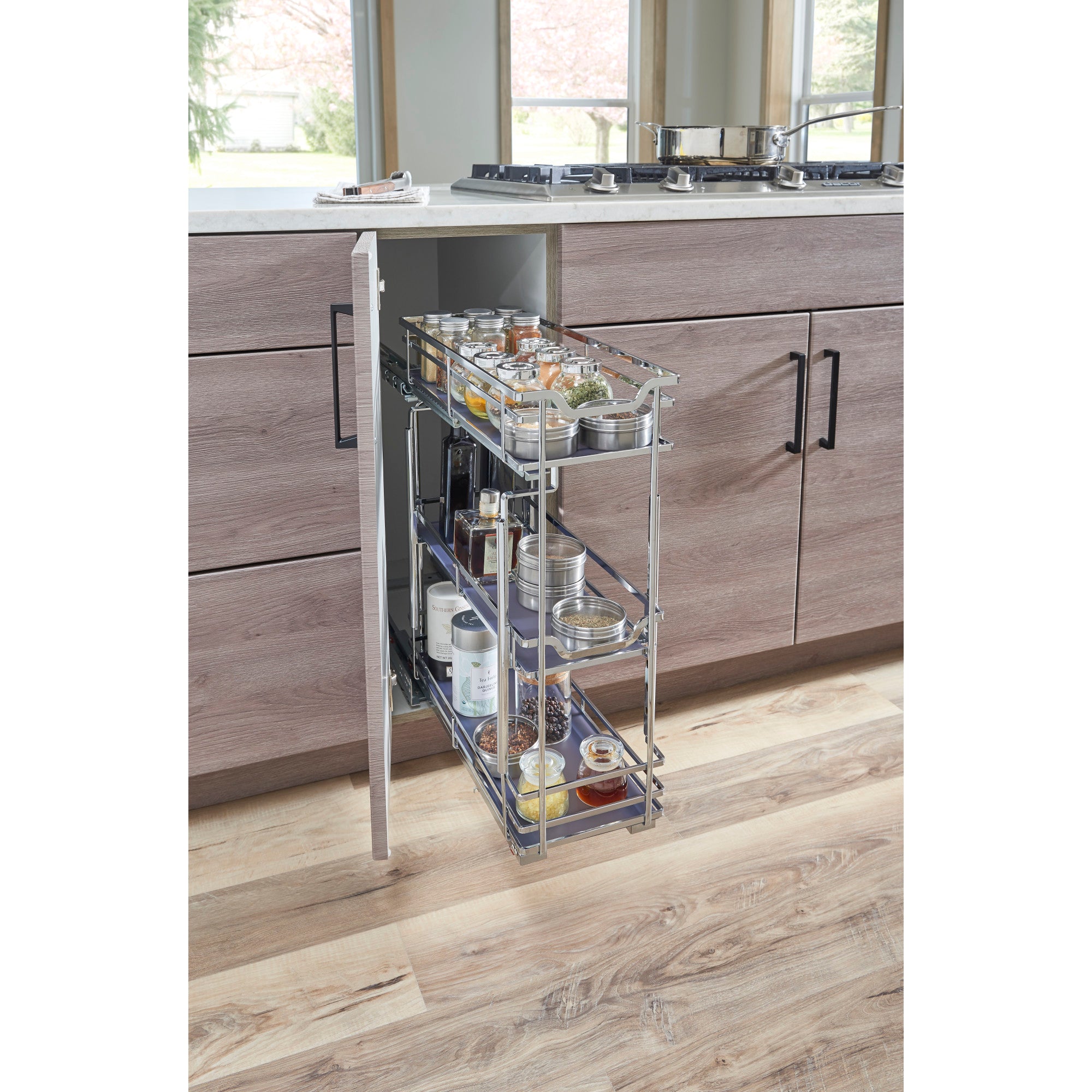 8" Polished Chrome STORAGE WITH STYLE® Metal "No Wiggle" Soft-close Base Pullout