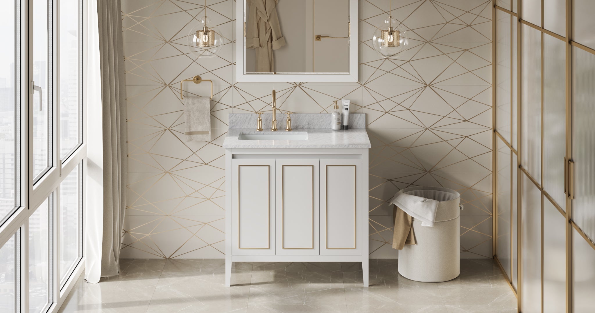 36" Percival Vanity – Left Offset – White