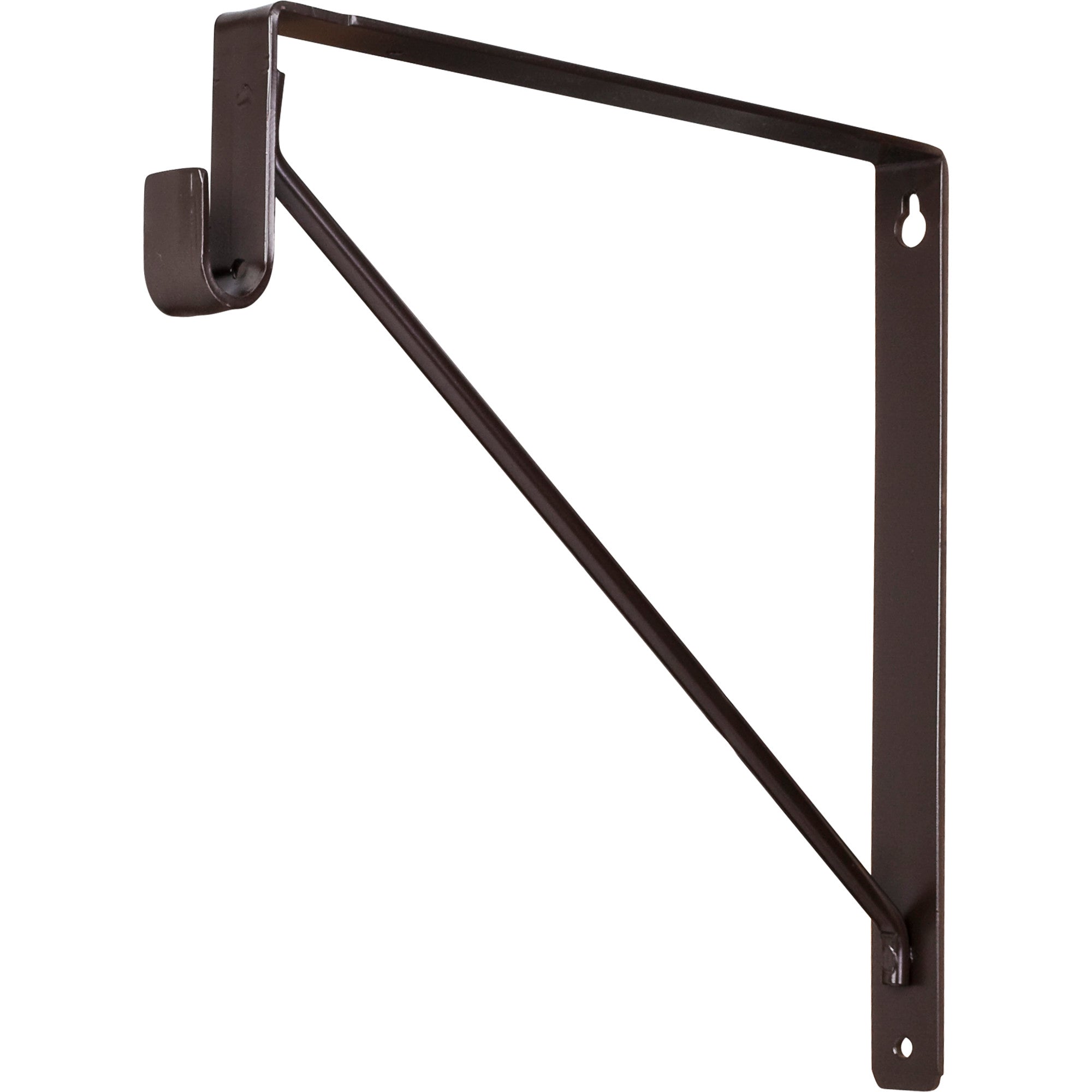Dark Bronze Shelf Bracket with Rod Support for Oval Closet Rods
