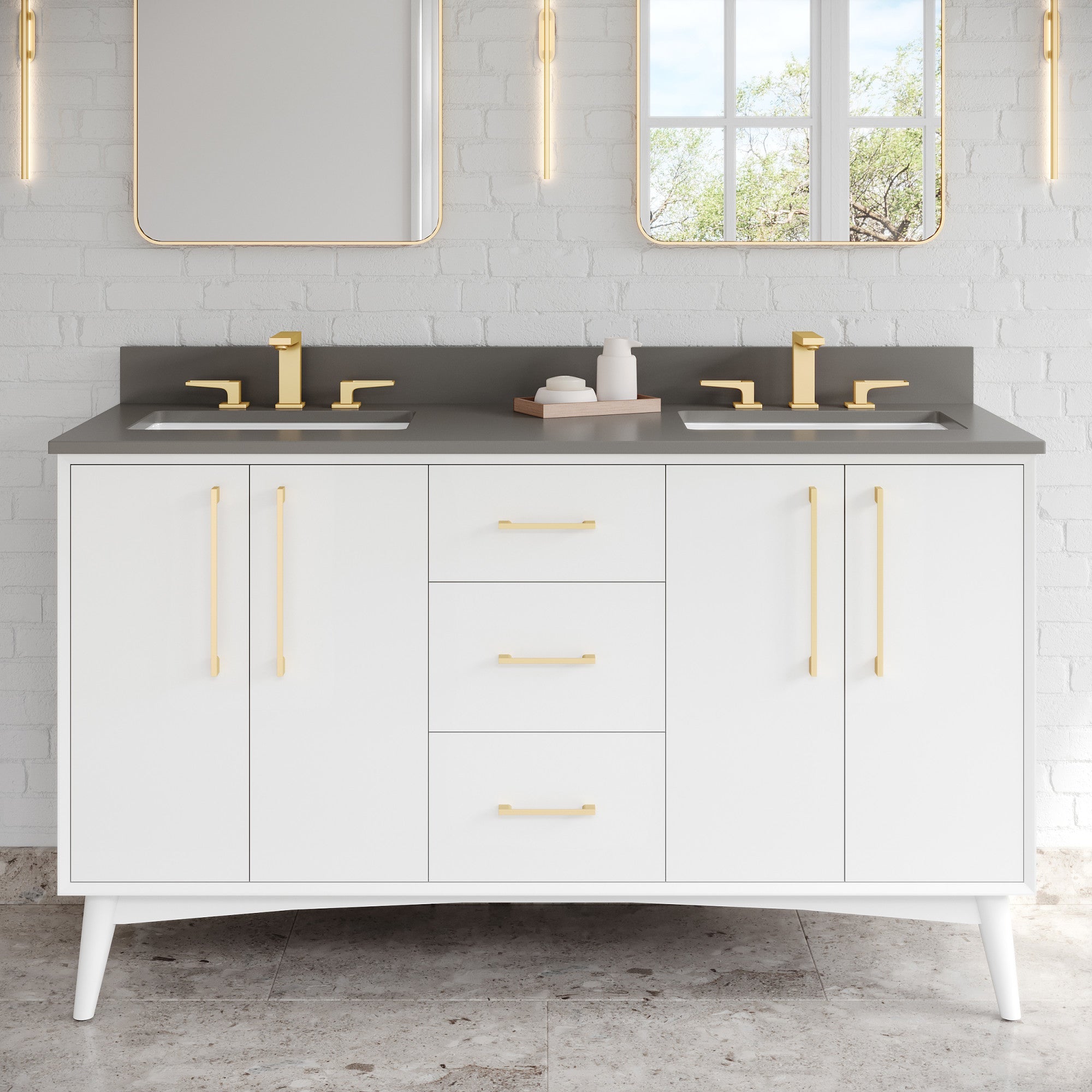 60" Dashwood Vanity – Double Bowl – White