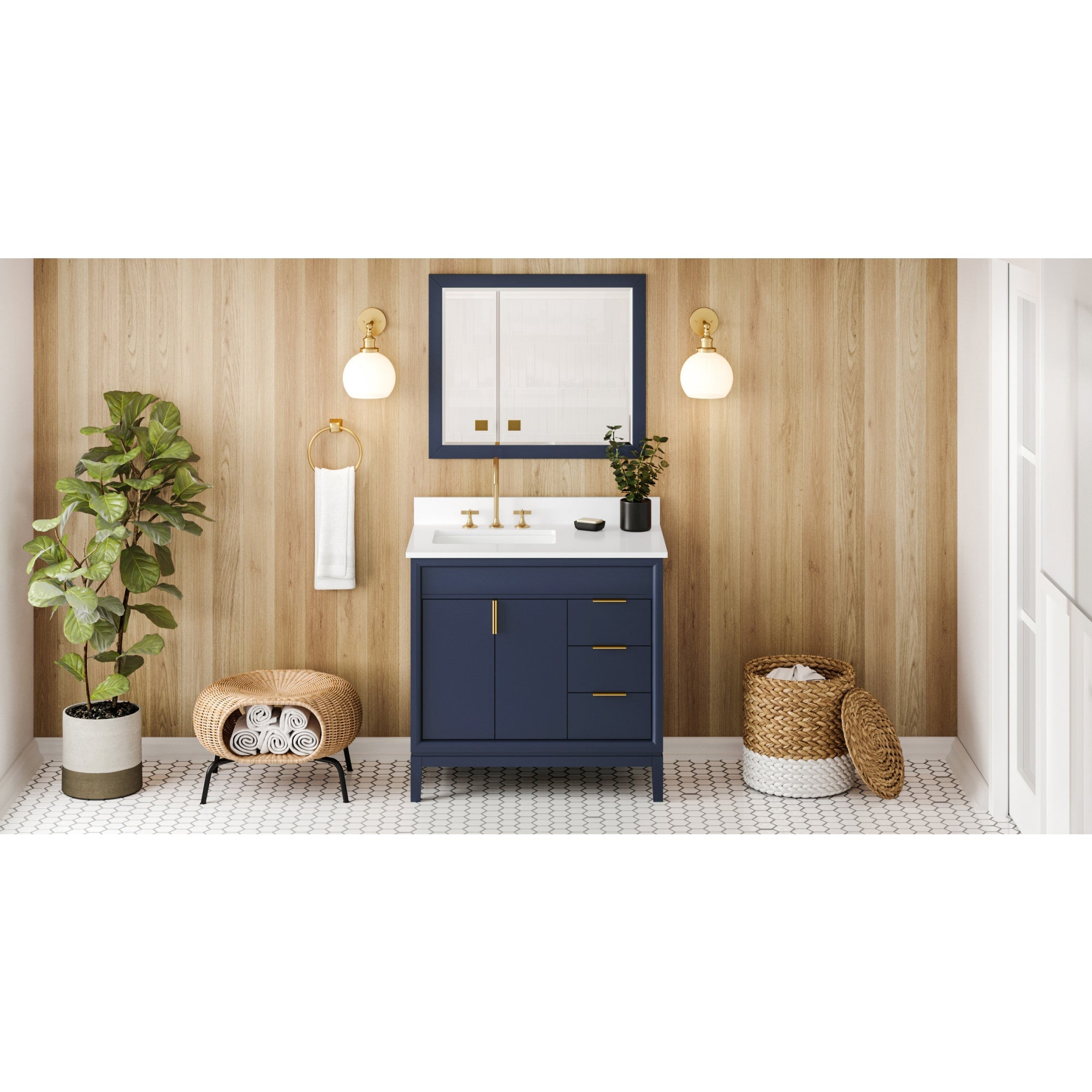 36" Theodora Vanity – Left Offset – Hale Blue