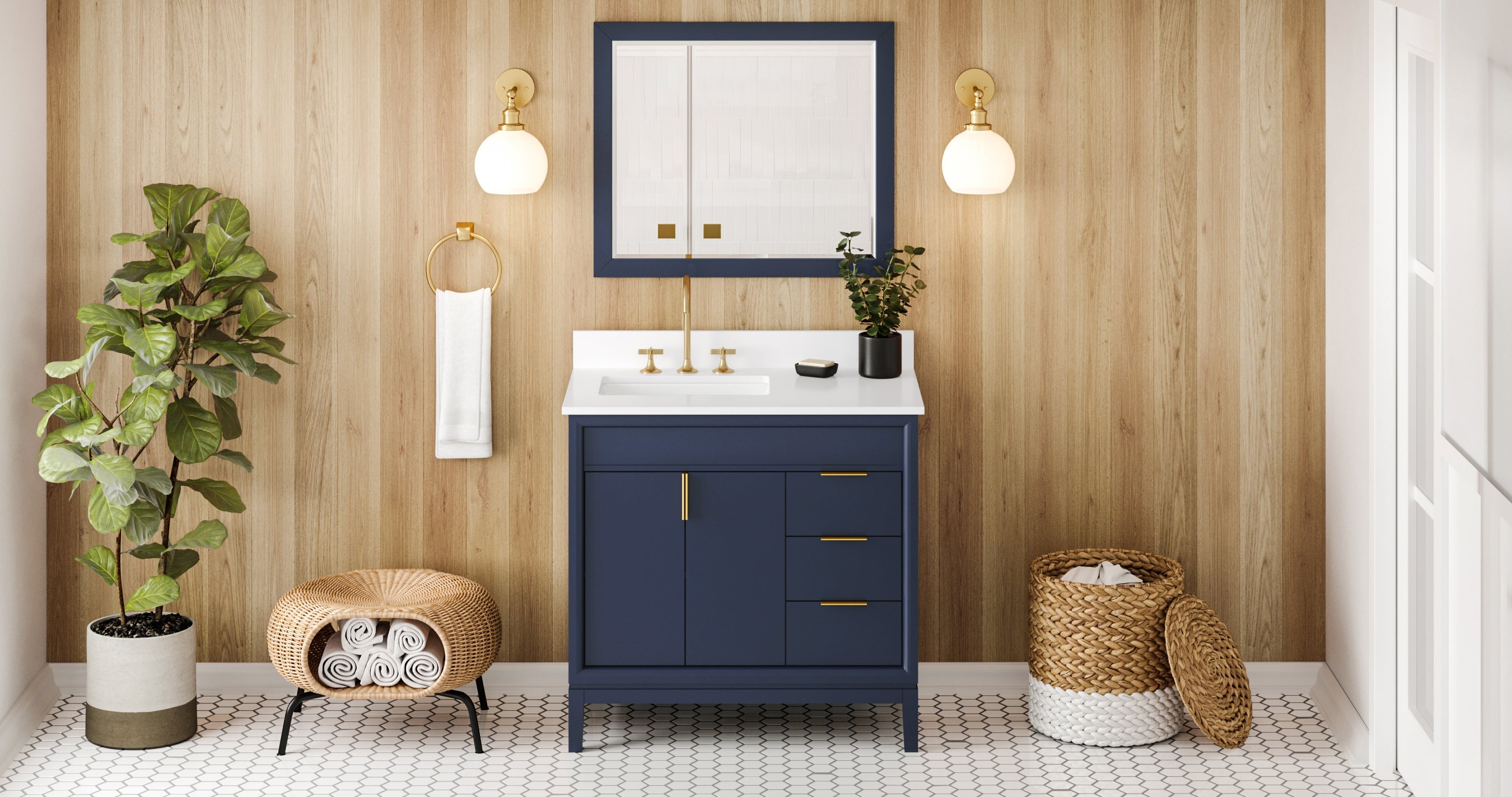 36" Theodora Vanity – Left Offset – Hale Blue