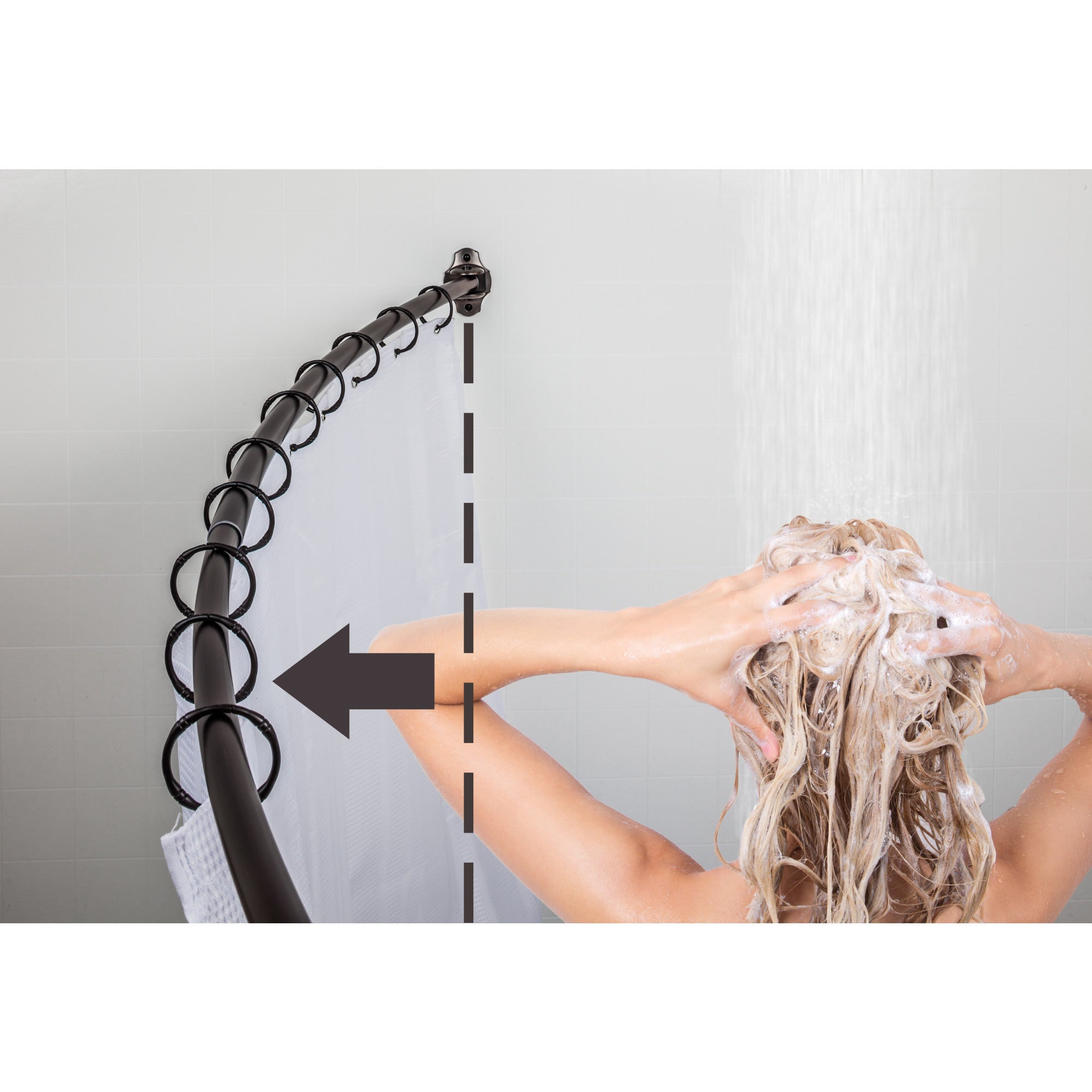 56"-72" Brushed Oil Rubbed Bronze Adjustable Curved Shower Curtain Rod - Retail Packaged