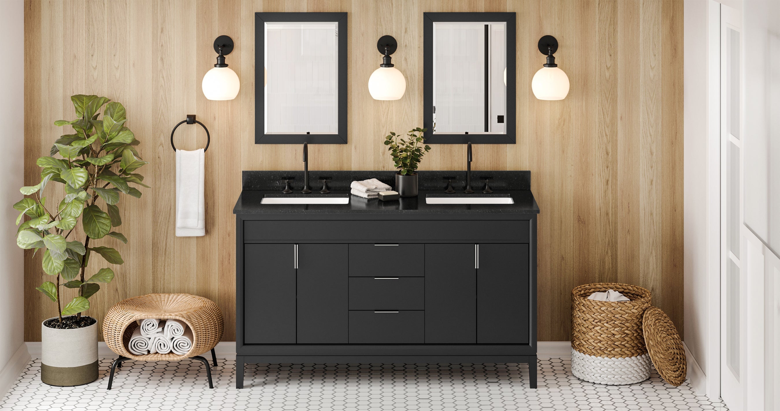 60" Theodora Vanity – Double Bowl – Black