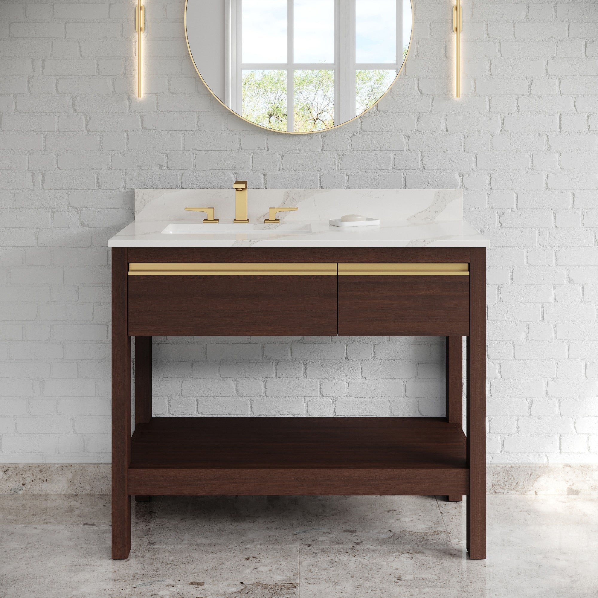 42" Jubilee Vanity – Left Offset – Dark Walnut