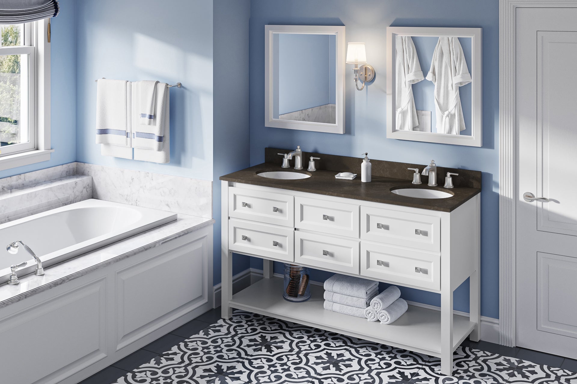 60" Adler Vanity – Double Bowl – White