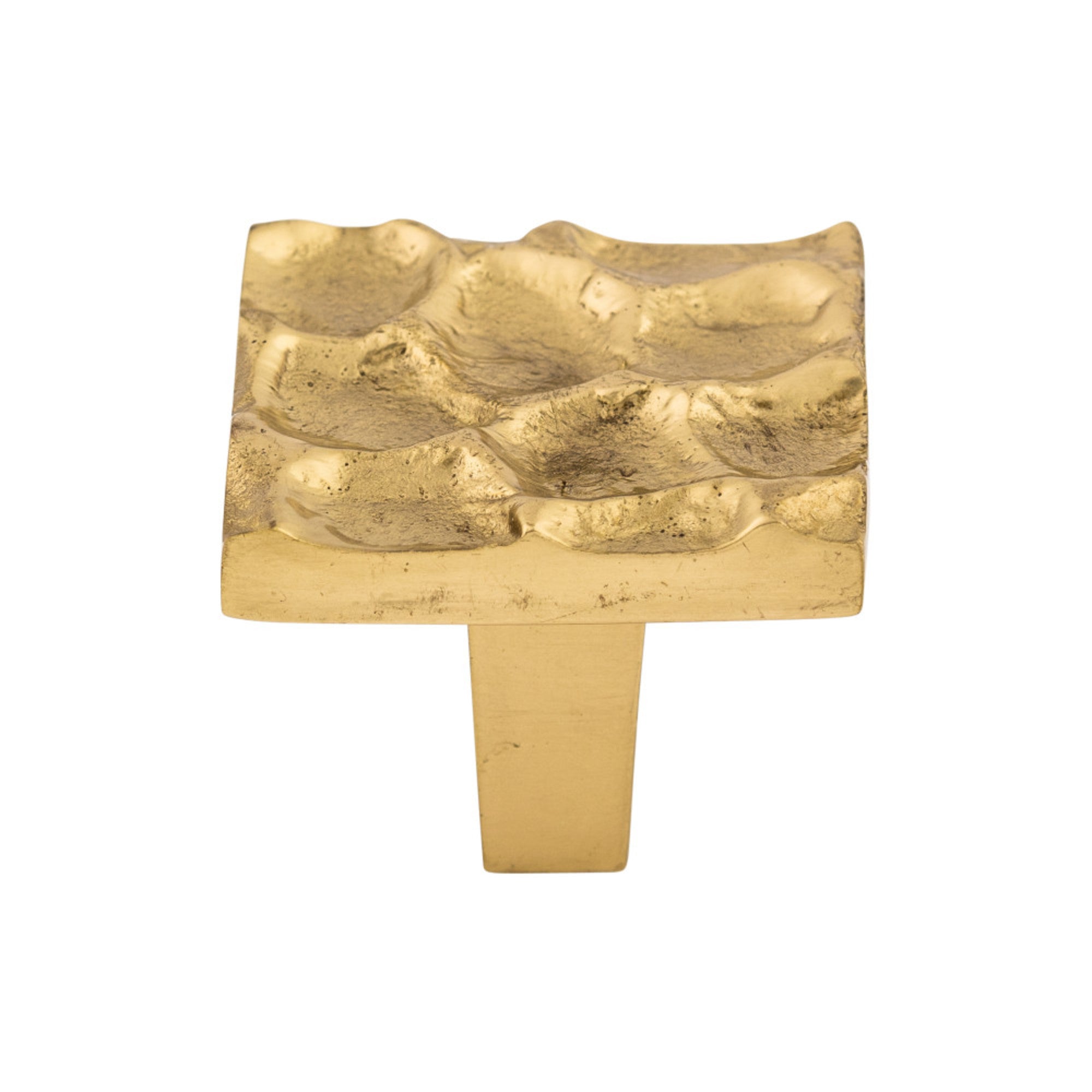 Cobblestone Square Knob - Polished Brass