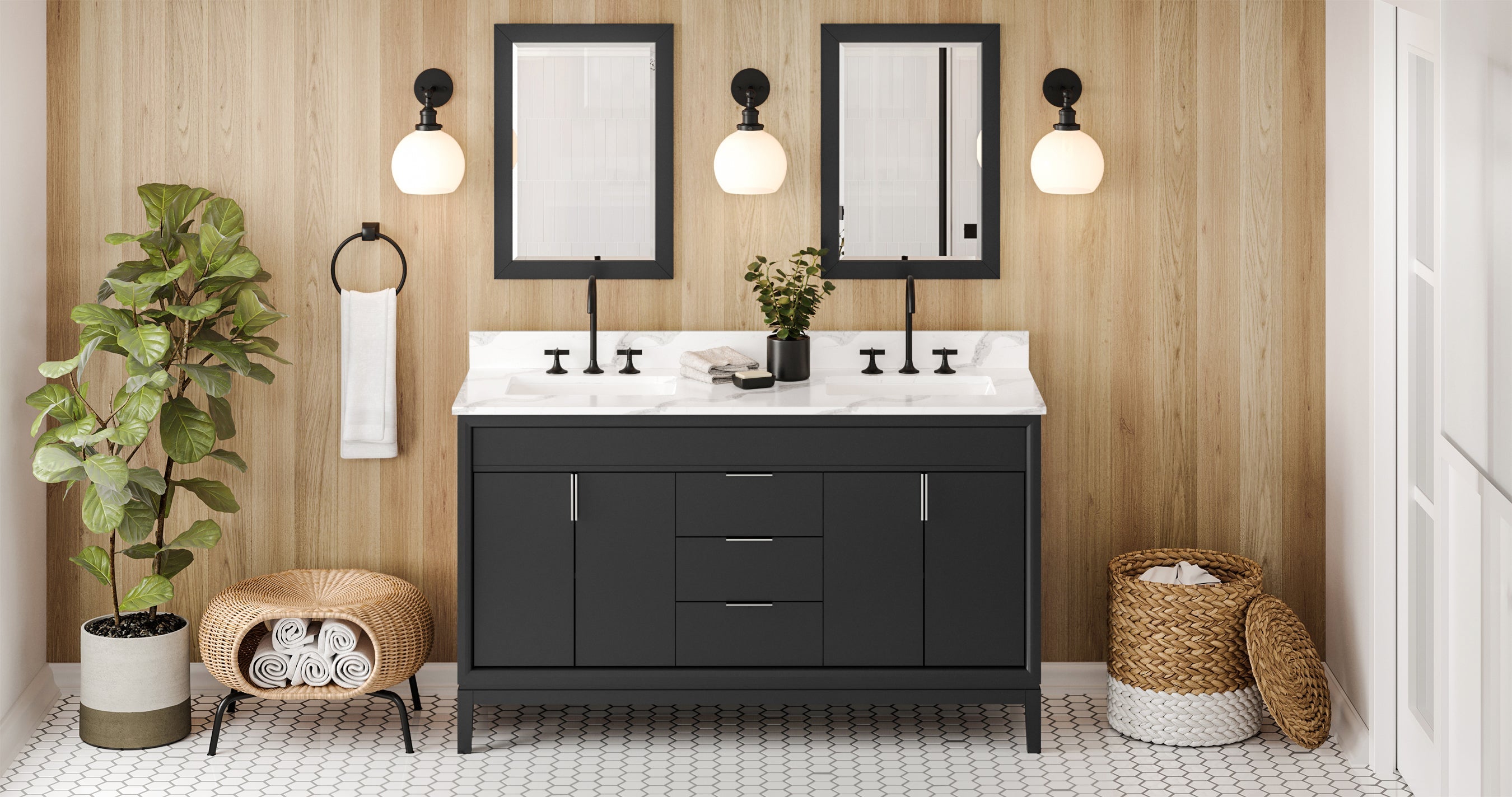 60" Theodora Vanity – Double Bowl – Black
