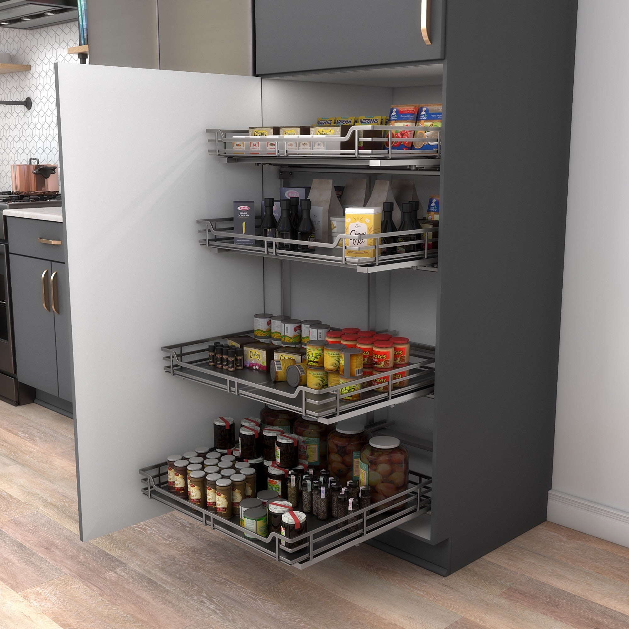 Black Nickel STORAGE WITH STYLE® Metal Pilaster Set for Pullout Baskets (21-1/2" Height)