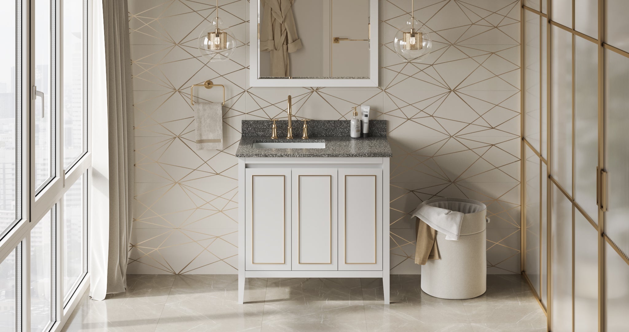 36" Percival Vanity – Left Offset – White