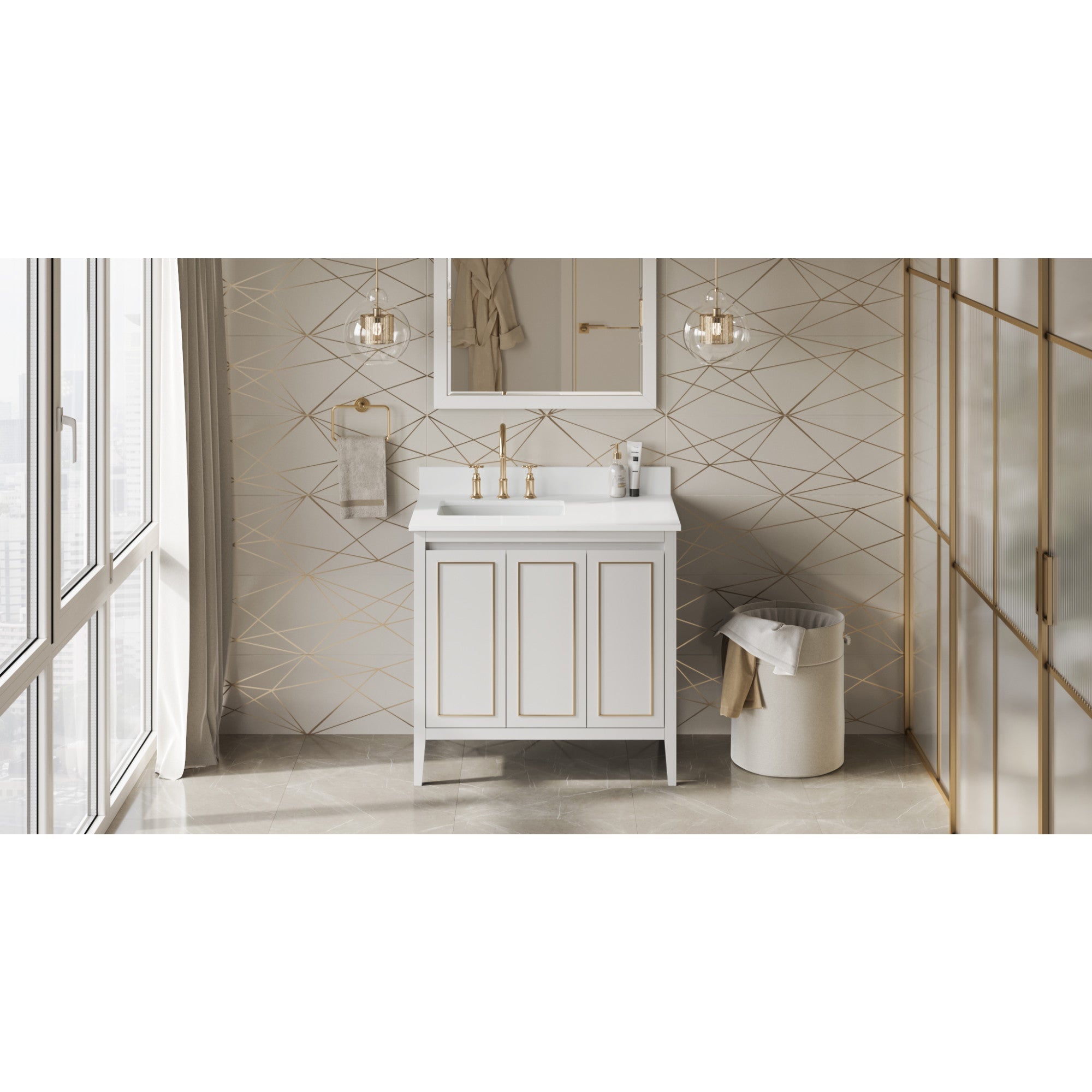 36" Percival Vanity – Left Offset – White