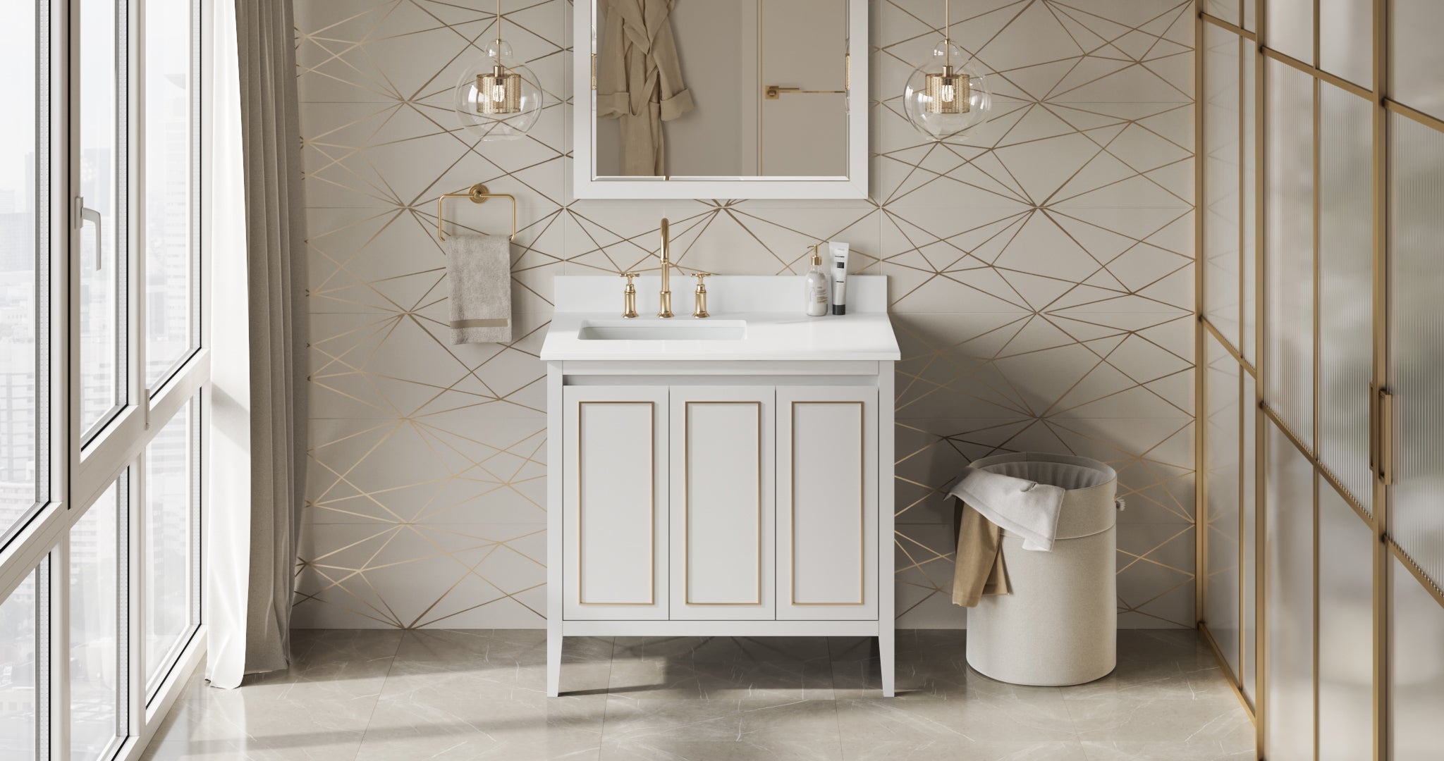 36" Percival Vanity – Left Offset – White
