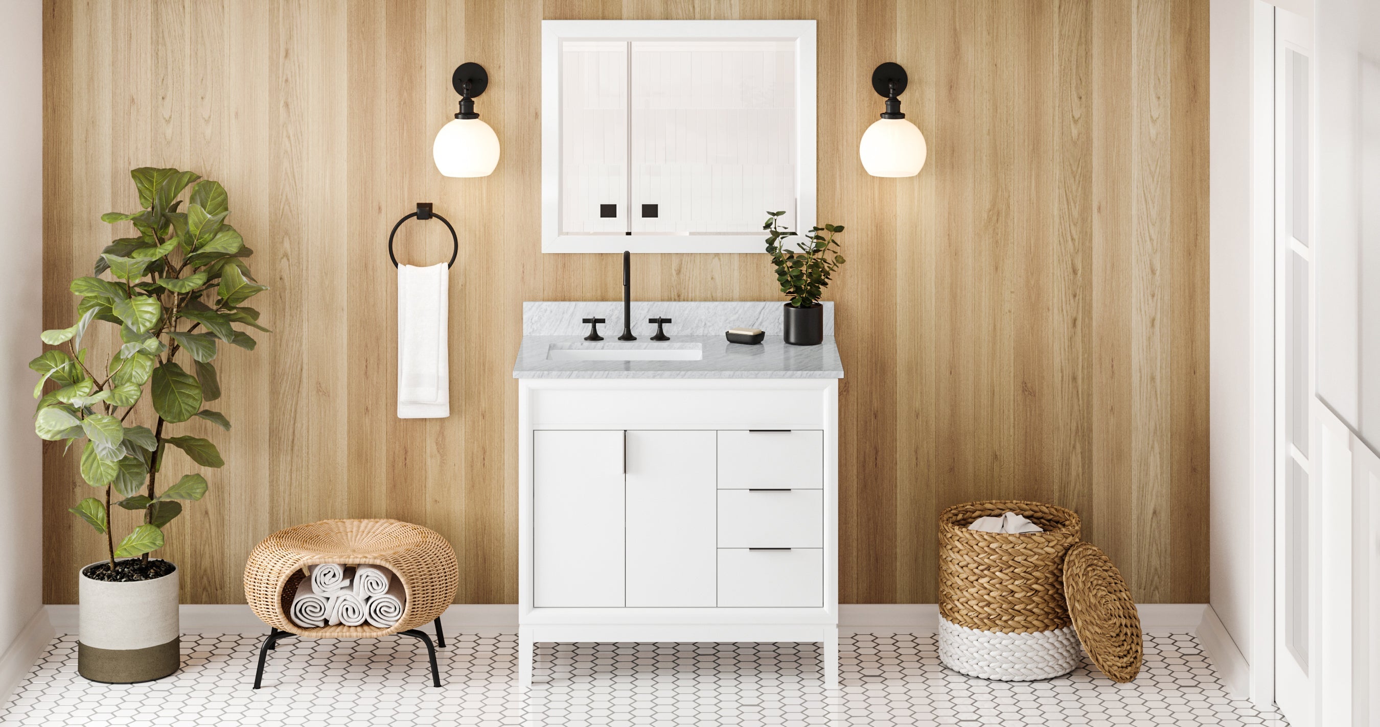 36" Theodora Vanity – Left Offset – White