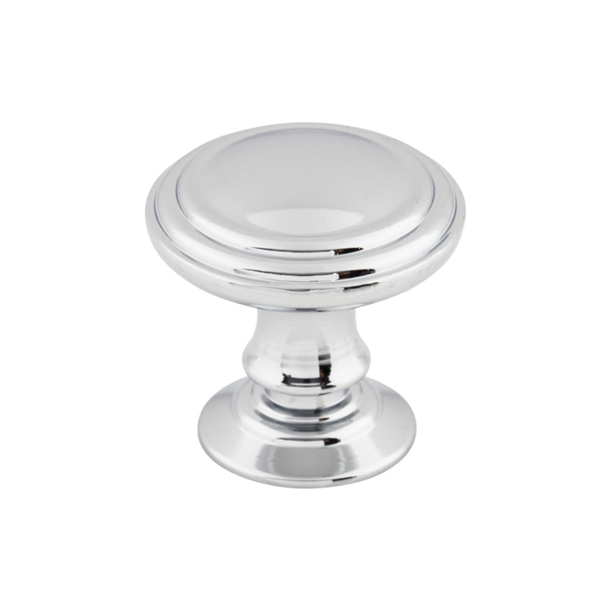 Reeded 1 1/4" Diameter Round Knob - Polished Chrome