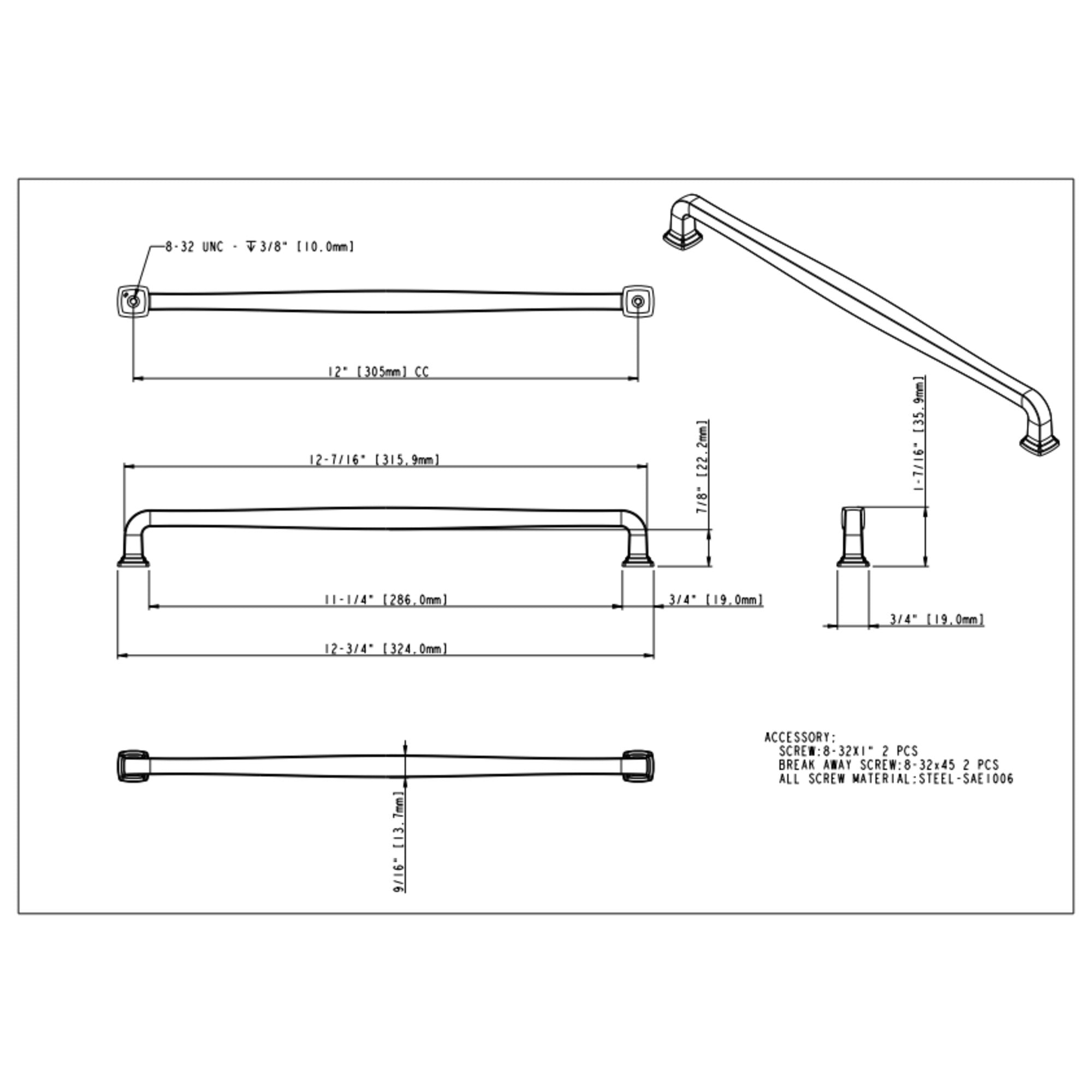 Fontana 305 mm Center-to-Center Bar Pull