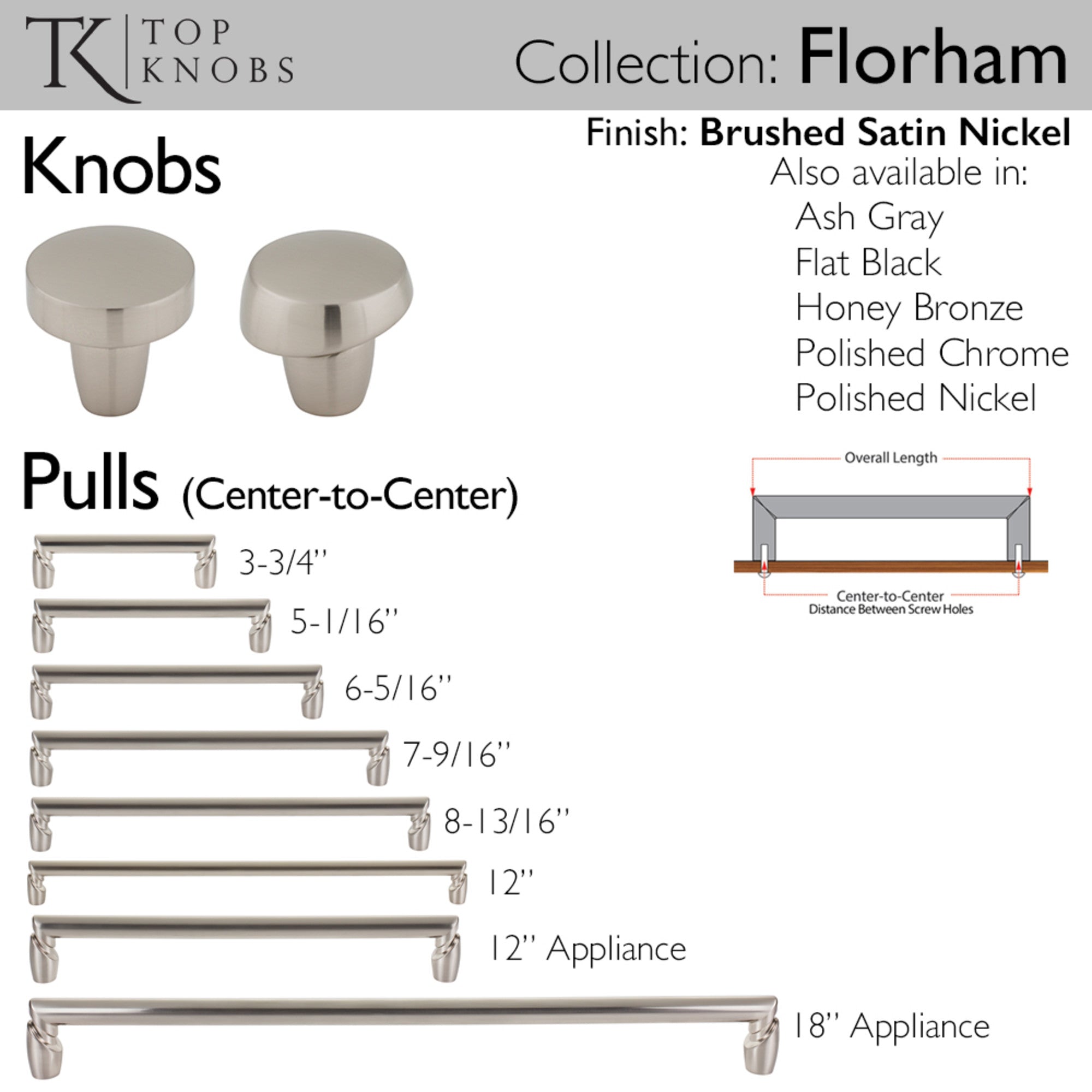 Florham 1 1/4" Diameter Round Knob - Brushed Satin Nickel