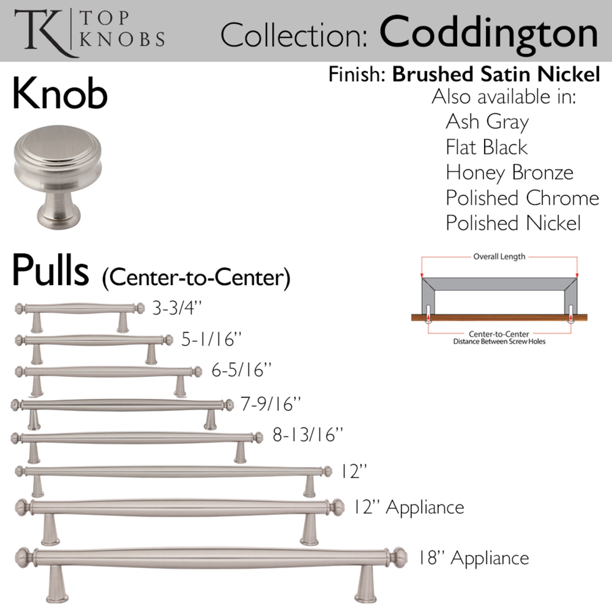 Coddington 18" Center to Center Appliance Pull - Brushed Satin Nickel