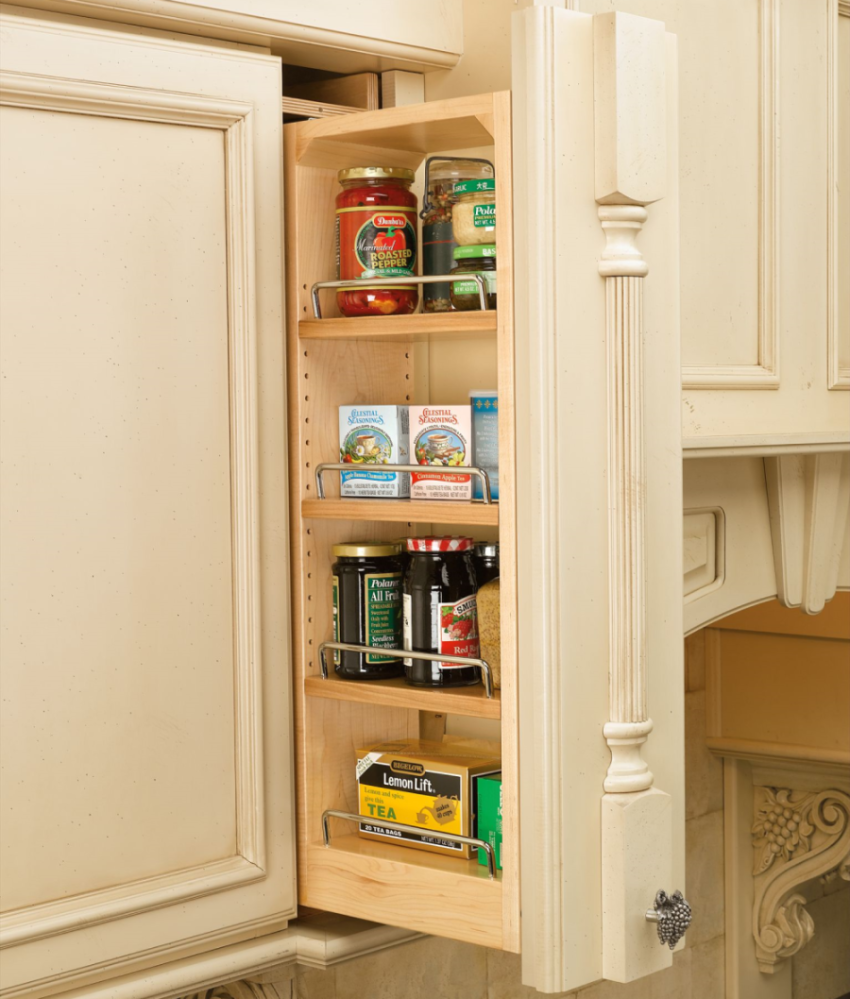 6" Tiered Wall Filler Between Cabinet Pullout w/ Ball Bearing Soft-Close (30"H Wall Cabinets) NOTE: TO BE USED IN CONJUNCTION WITH AN F642 (TRIMMED)