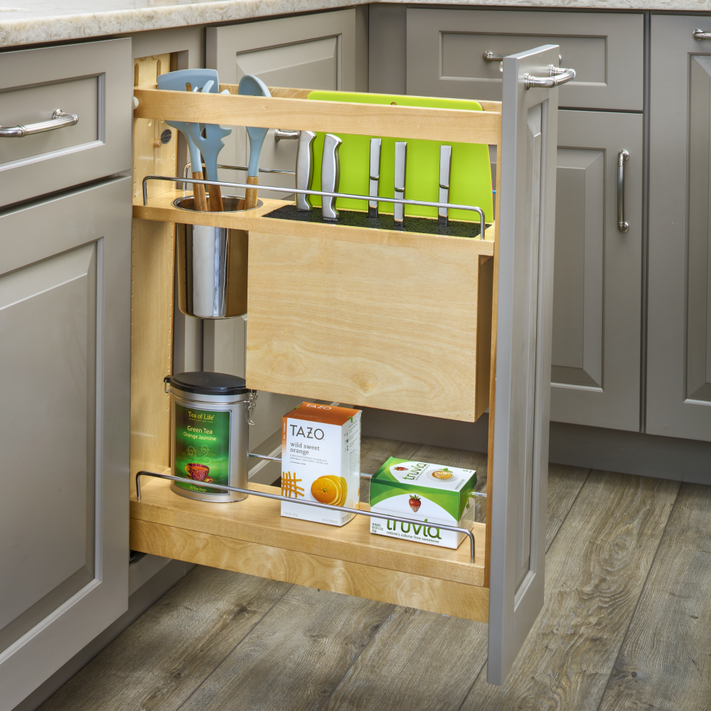 Base Cabinet Knife Block Pullout Organizer w/ Cutting Mats (Fits 12" Full Height Door Base) Note: Fits a B12FH