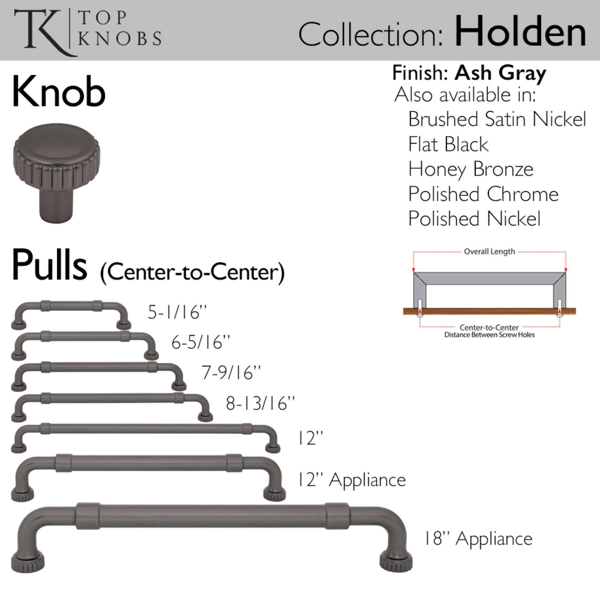 Holden 8 13/16" Center to Center Bar Pull - Ash Gray