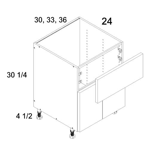 Torino Dark Wood Farm Sink Bases - official cabinet dimensions
