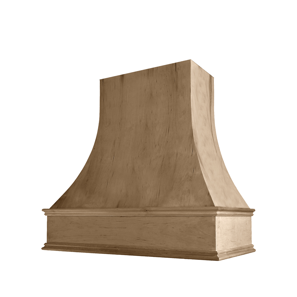 Asheville Curved Classic Moulding Smooth Wood Hood 48W x 48H