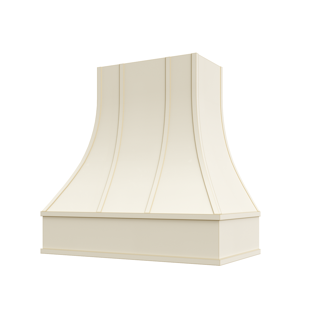 Asheville Curved Flat Moulding Strapped Wood Hood 30W x 36H
