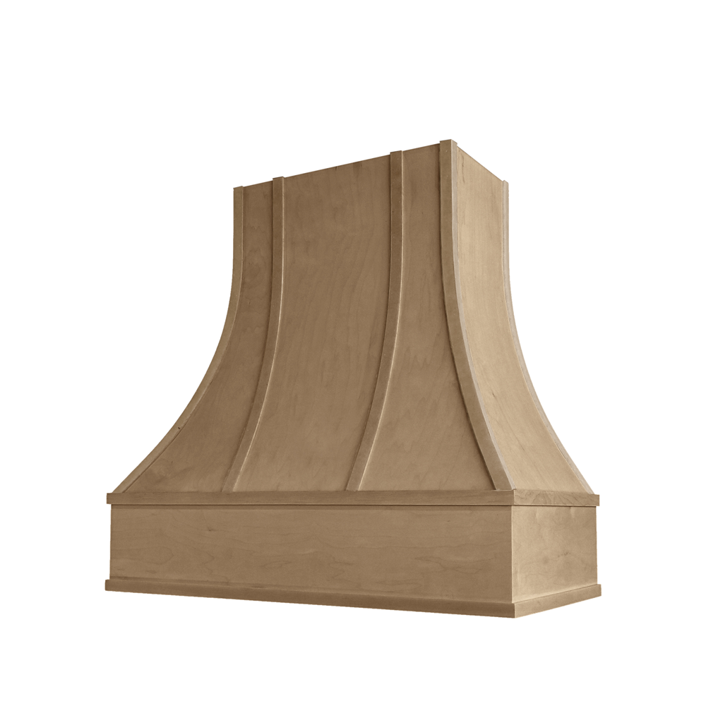 Asheville Curved Flat Moulding Strapped Wood Hood 30W x 48H