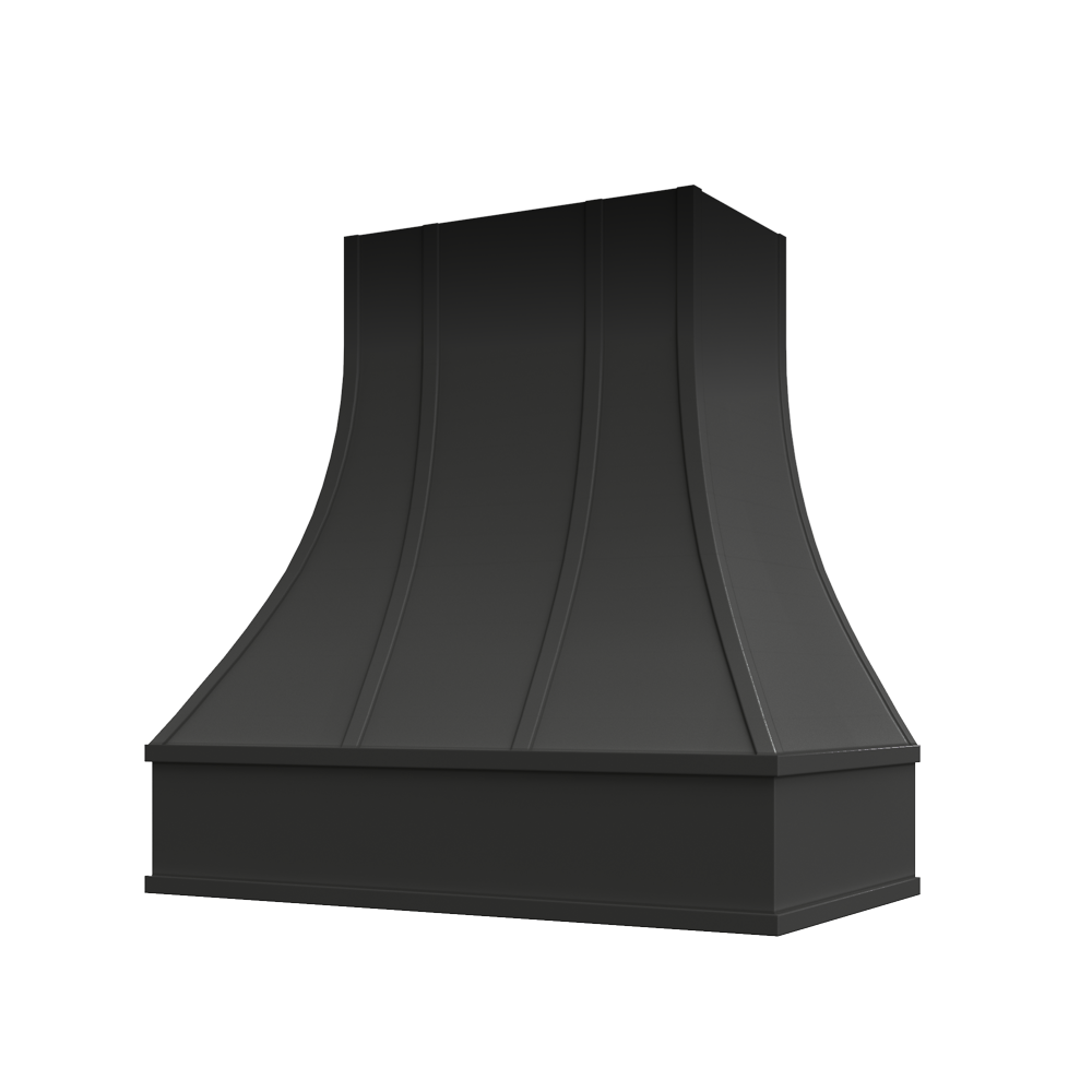 Asheville Curved Flat Moulding Strapped Wood Hood 30W x 36H