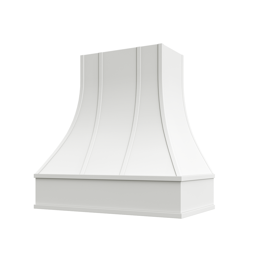 Asheville Curved Flat Moulding Strapped Wood Hood 42W x 36H