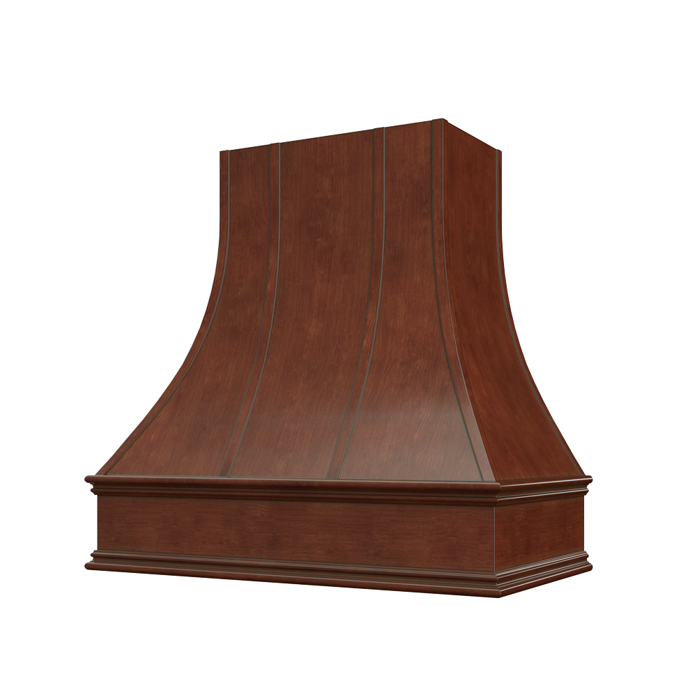 Asheville Curved Classic Moulding Strapped Wood Hood 30W x 48H