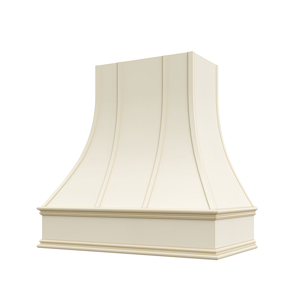 Asheville Curved Classic Moulding Strapped Wood Hood 30W x 36H