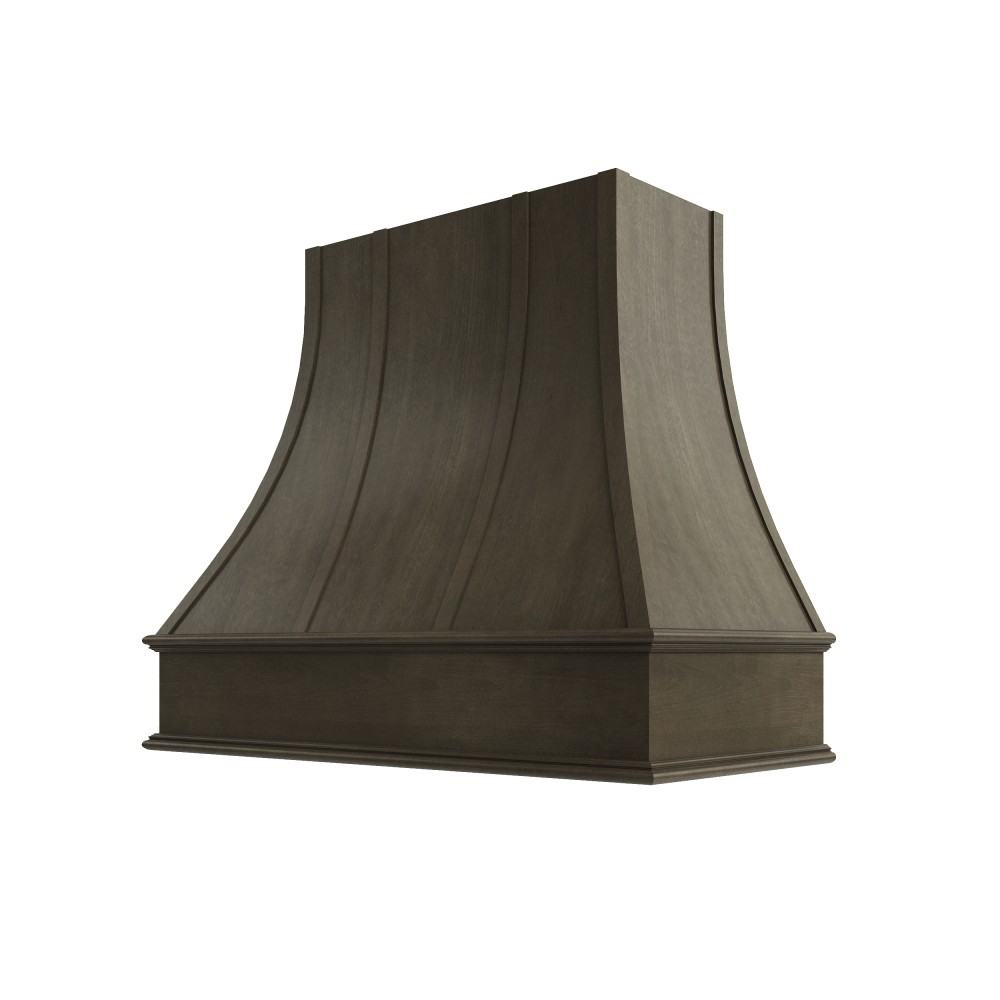 Asheville Curved Classic Moulding Strapped Wood Hood 42W x 36H