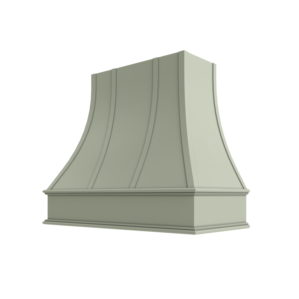 Asheville Curved Classic Moulding Strapped Wood Hood 30W x 48H