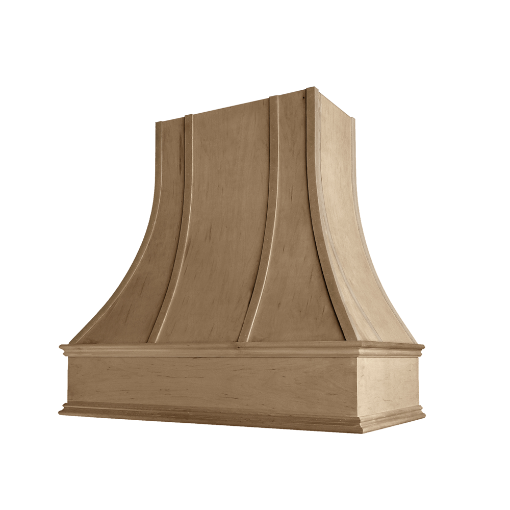 Asheville Curved Classic Moulding Strapped Wood Hood 30W x 48H