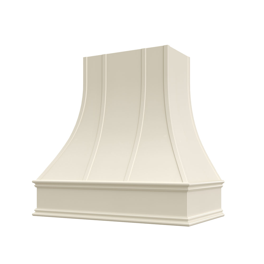 Asheville Curved Classic Moulding Strapped Wood Hood 30W x 48H