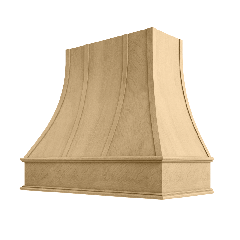 Asheville Curved Classic Moulding Strapped Wood Hood 42W x 36H