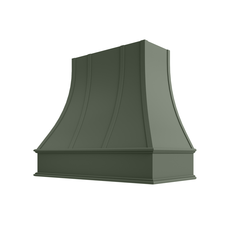 Asheville Curved Classic Moulding Strapped Wood Hood 30W x 36H