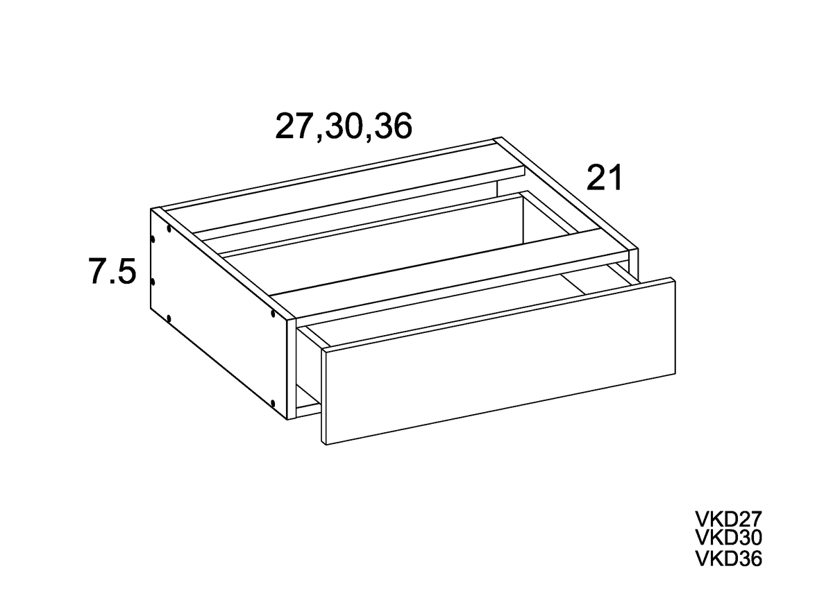 Torino Dark Wood Vanity Knee Drawers - official cabinet dimensions