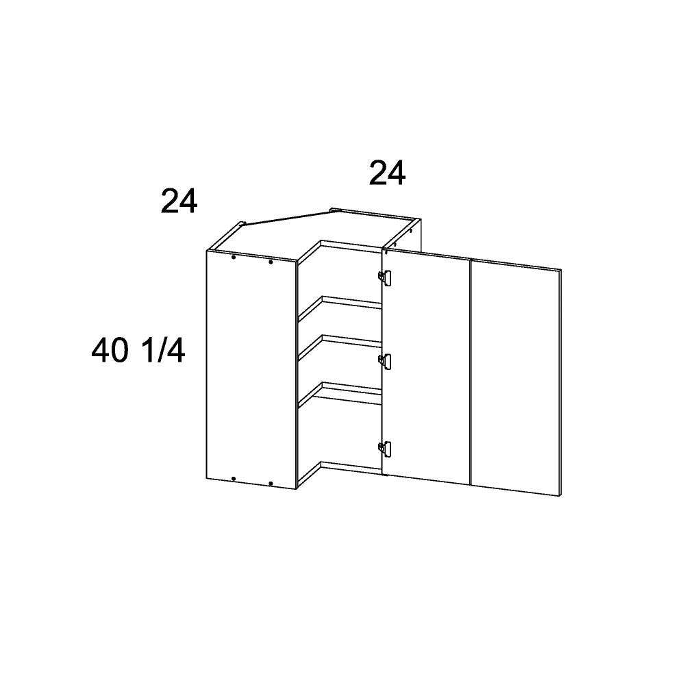 Torino Dark Wood 40 1/4" H Easy Reach Corner Wall Cabinets - official cabinet dimensions