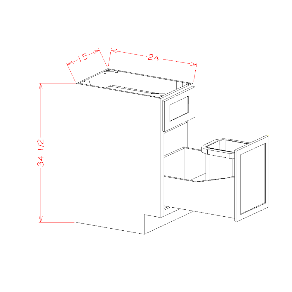 Oxford White 15" x 34.5" Base Trash Cabinet (B15TCPO)