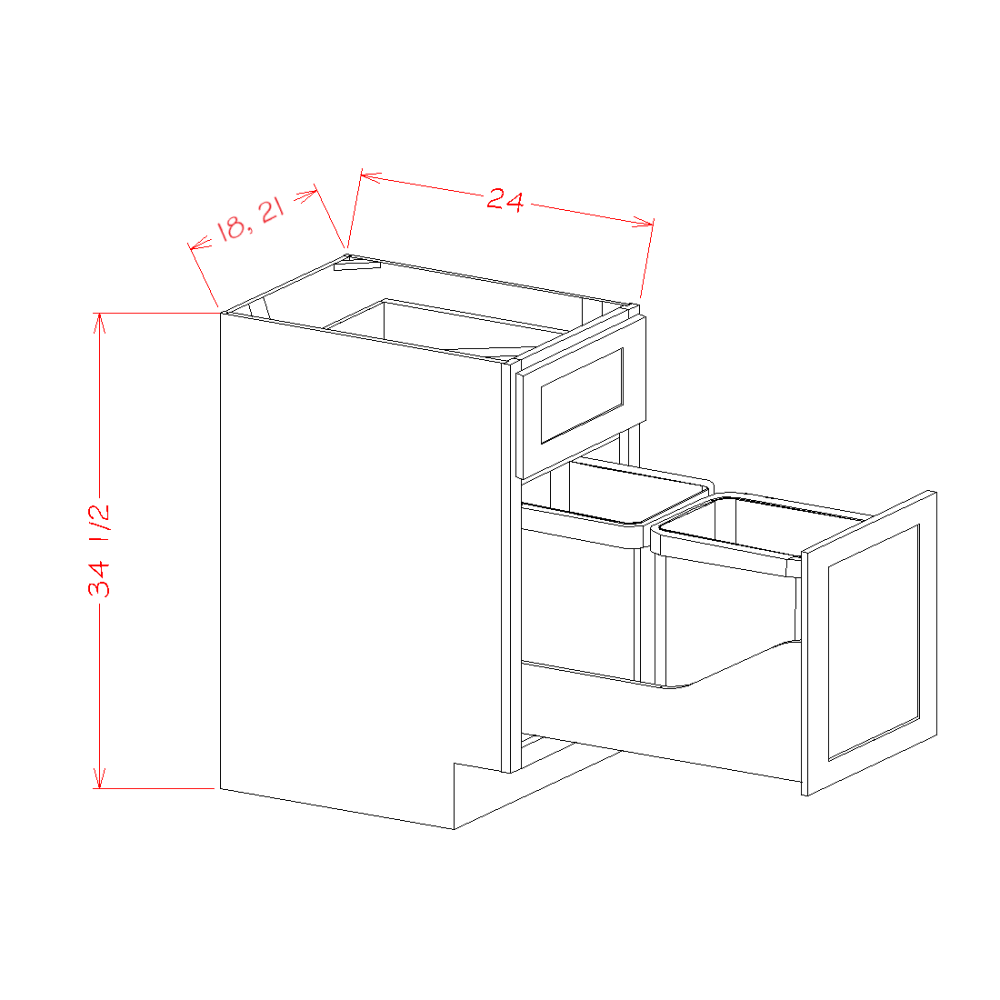 Oxford White 21" x 34.5" Base Trash Cabinet (B21TCPO)