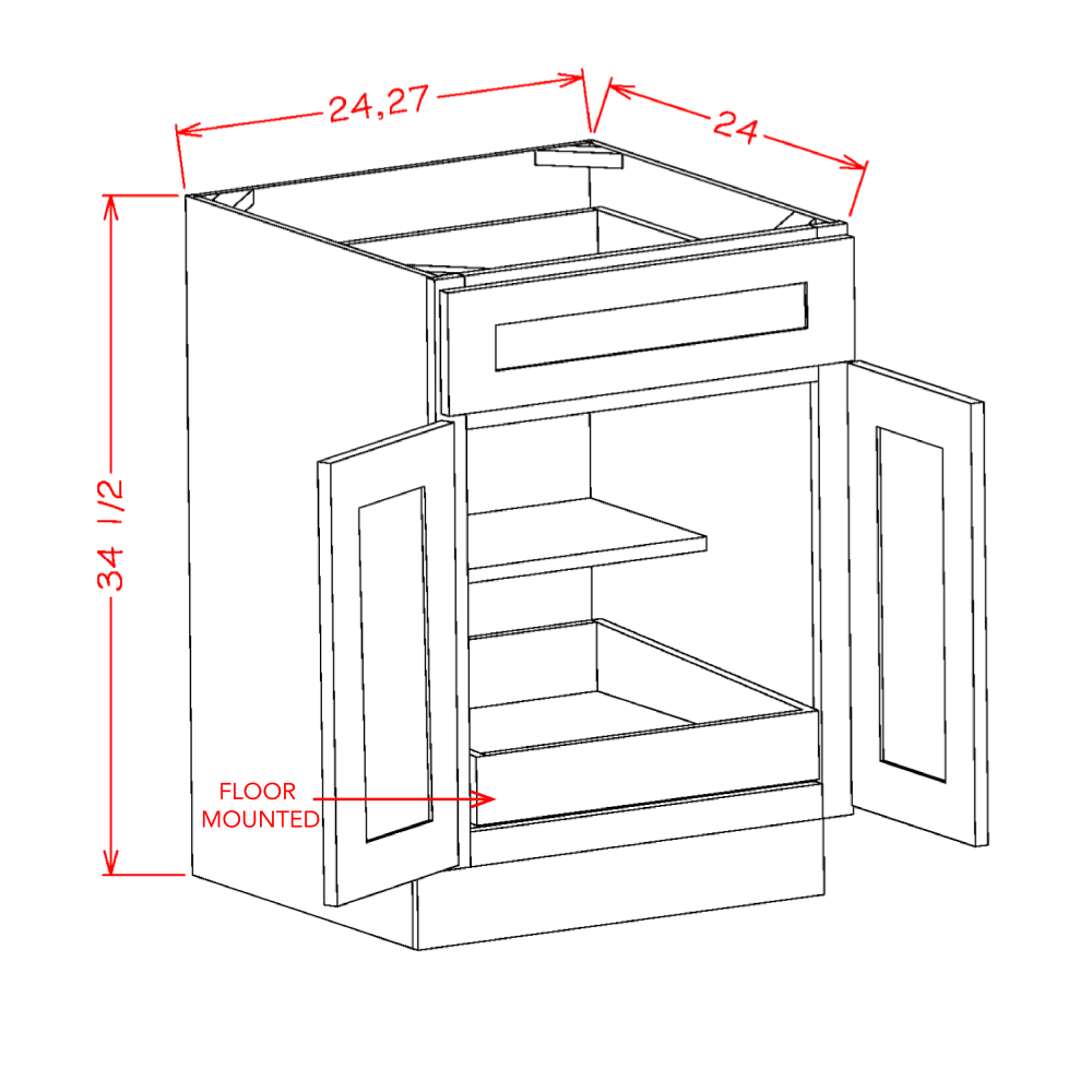 Oxford White 24" x 34.5" Base Cabinet (B241RS)