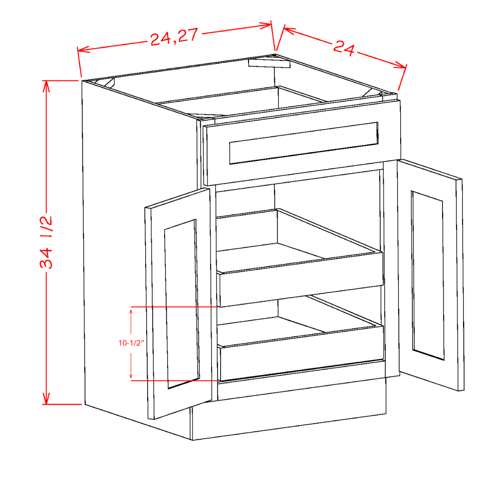 Oxford White 30" x 34.5" Base Cabinet (B30S2RS)