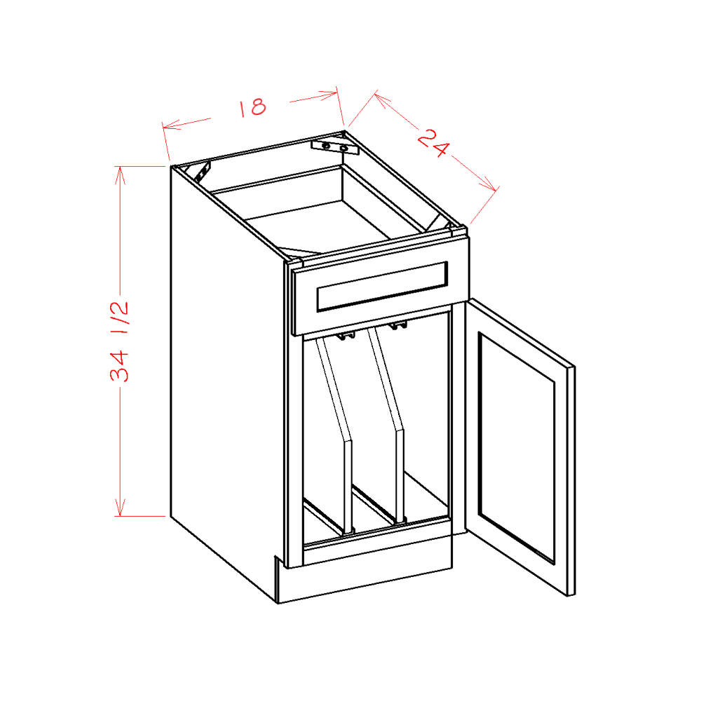 Oxford Mist 15" x 34.5" Base Tray Cabinet (B15TD)