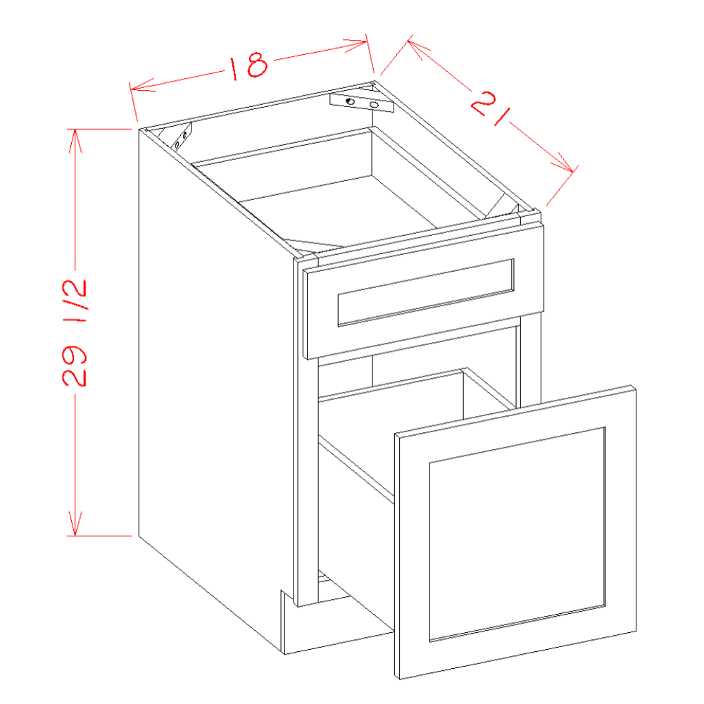 Oxford Cashmere 18" x 29.5" Desk Drawer Base Cabinet (DFB18)