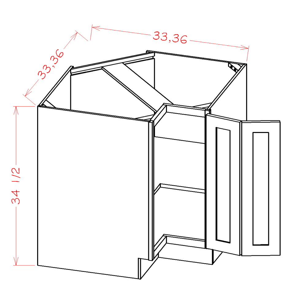 Oxford White 36" x 34.5" Base Corner Cabinet (BER36)