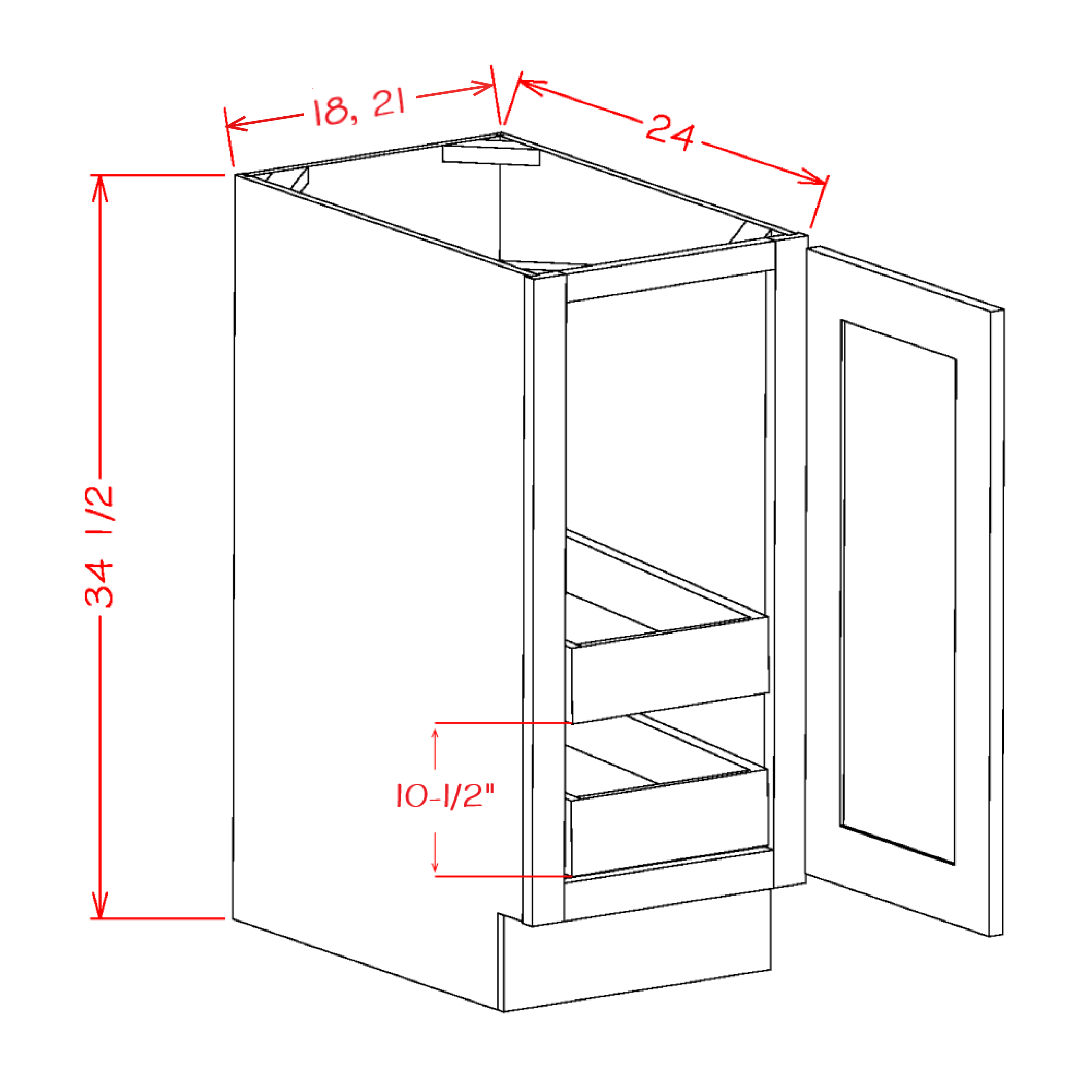 Oxford White 21" x 34.5" Base Cabinet (B21FH2RS)