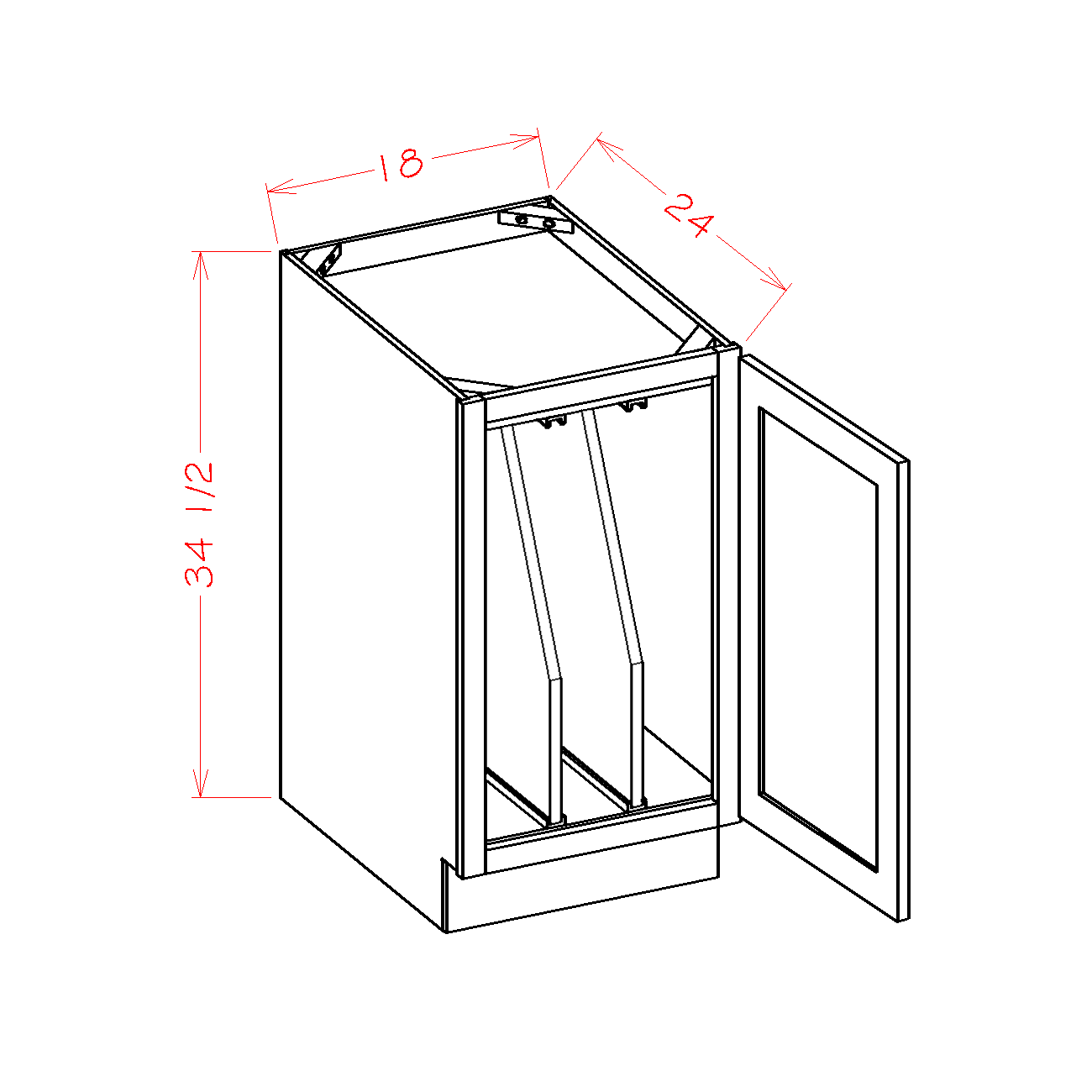 Oxford White 12" x 34.5" Base Tray Cabinet (B12FHTD)